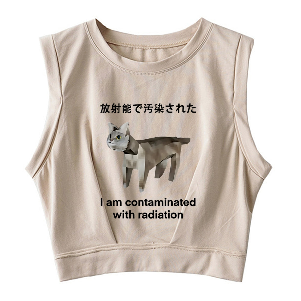 Cat Contaminated By Radiation Sleeveless Crop Top