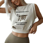 Cat Contaminated By Radiation Sleeveless Crop Top
