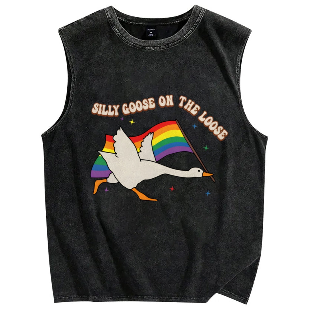 Pride Flag Goose Washed Tanks