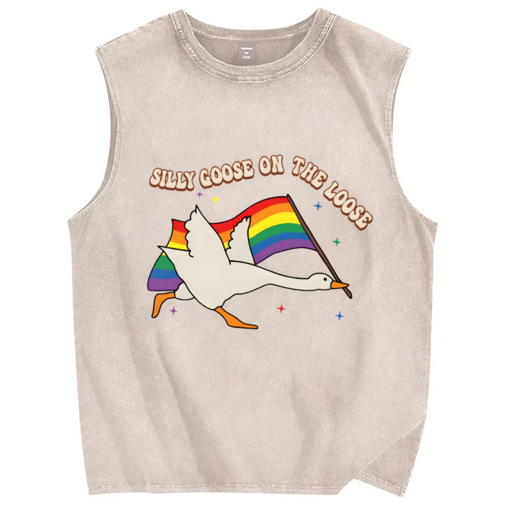 Pride Flag Goose Washed Tanks