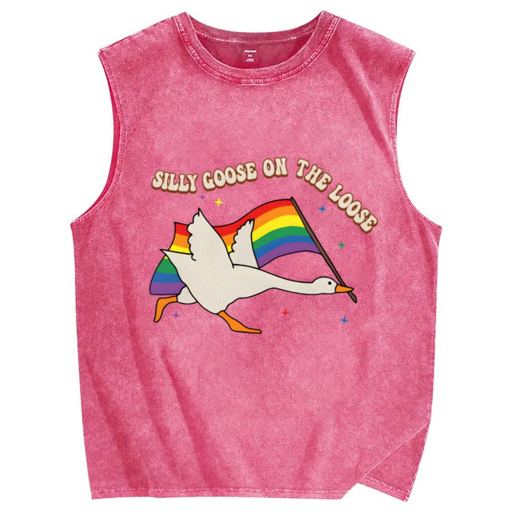 Pride Flag Goose Washed Tanks