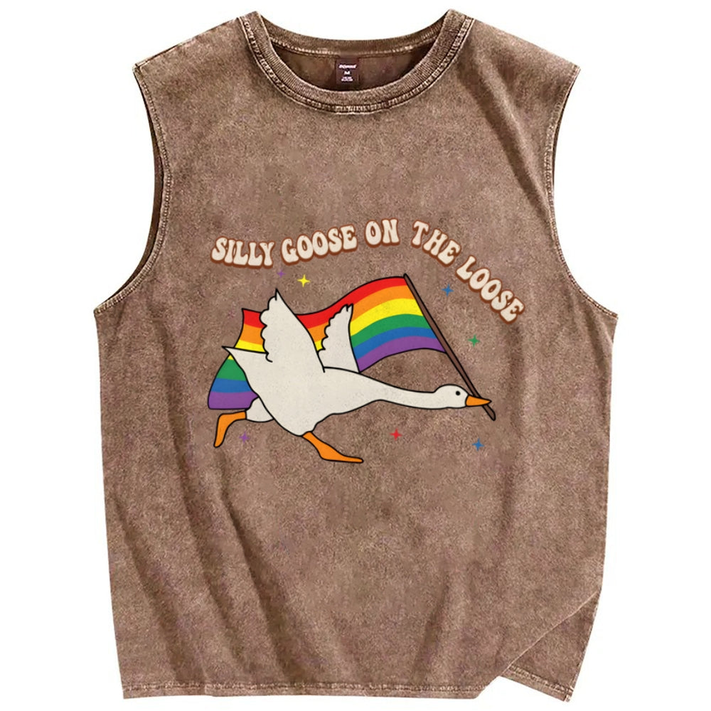 Pride Flag Goose Washed Tanks