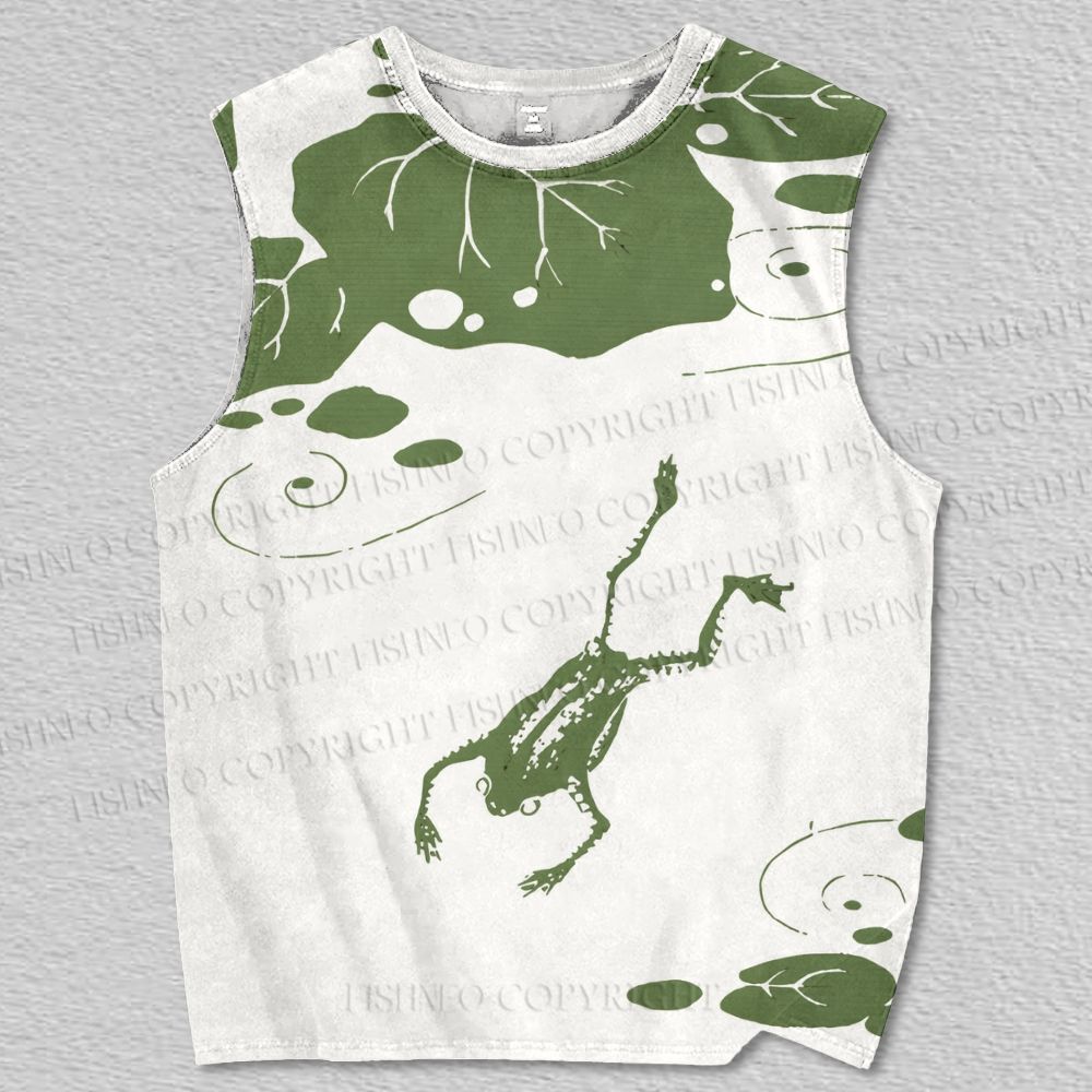 Unisex Frog In Pool Printed Tank Top
