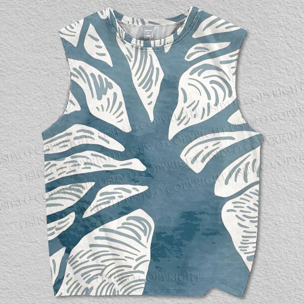 Unisex Blue Tree Printed Tank Top