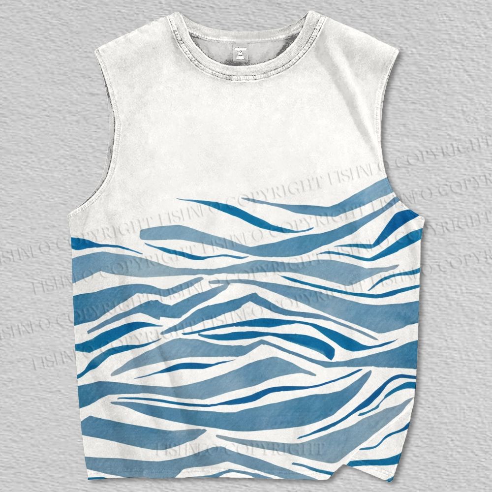 Unisex Vintage Sea Wave Printed Tank Top