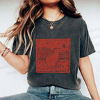 Unisex Vintage Cat  Printed Washed Tee