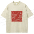 Unisex Vintage Cat  Printed Washed Tee