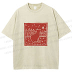 Unisex Vintage Cat  Printed Washed Tee