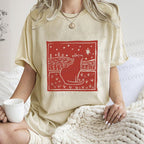 Unisex Vintage Cat  Printed Washed Tee