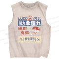 Unisex Luck Pill Printed Washed Tank Top