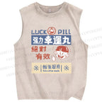 Unisex Luck Pill Printed Washed Tank Top