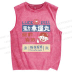 Unisex Luck Pill Printed Washed Tank Top