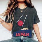 Unisex Japanese Mount Fuji Printed Washed Tee