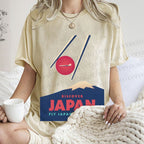 Unisex Japanese Mount Fuji Printed Washed Tee