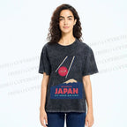 Unisex Japanese Mount Fuji Printed Washed Tee