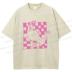 Unisex Funny Rabbit Printed Washed Tee