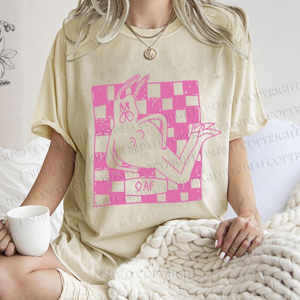 Unisex Funny Rabbit Printed Washed Tee