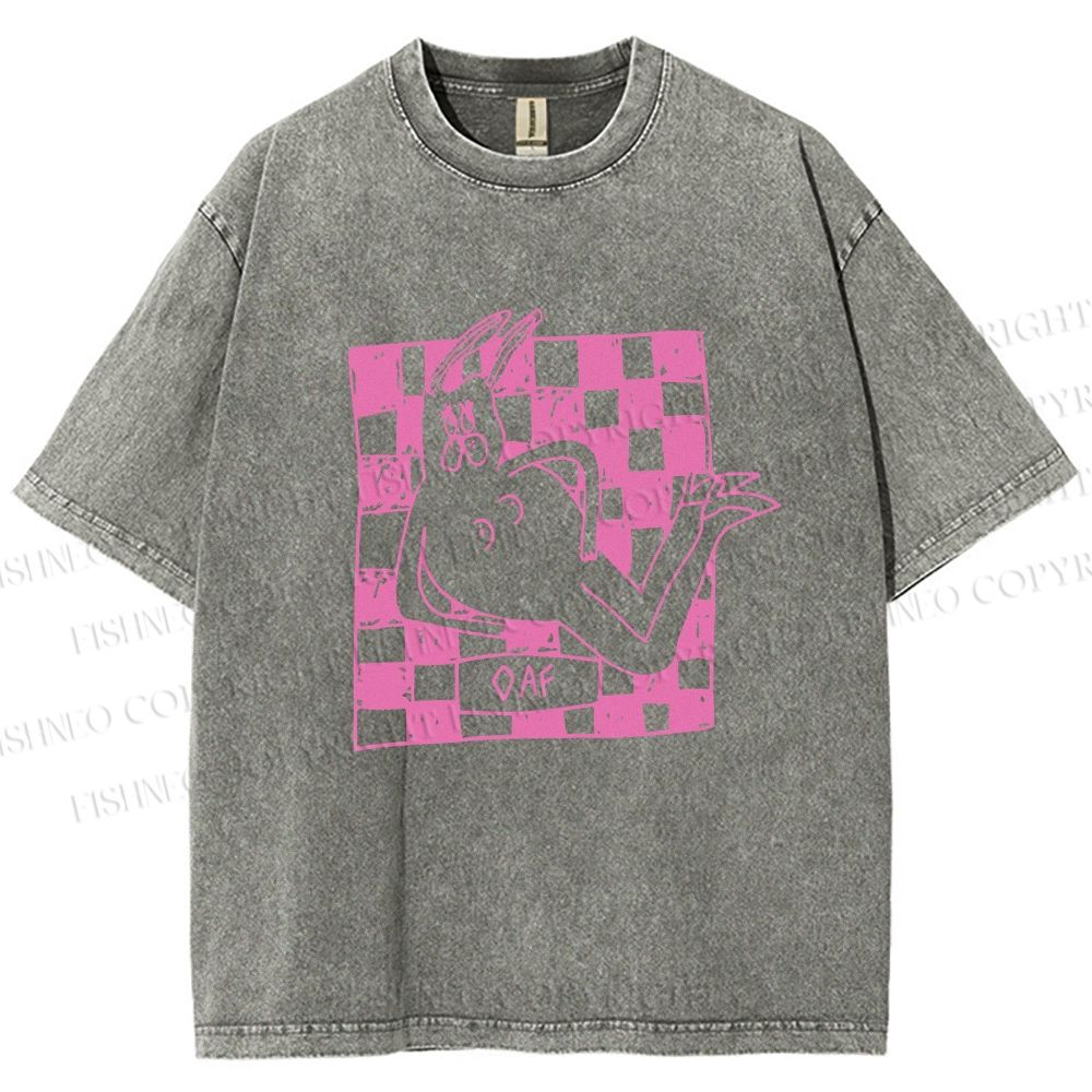 Unisex Funny Rabbit Printed Washed Tee