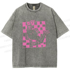 Unisex Funny Rabbit Printed Washed Tee