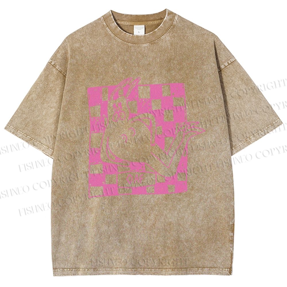 Unisex Funny Rabbit Printed Washed Tee