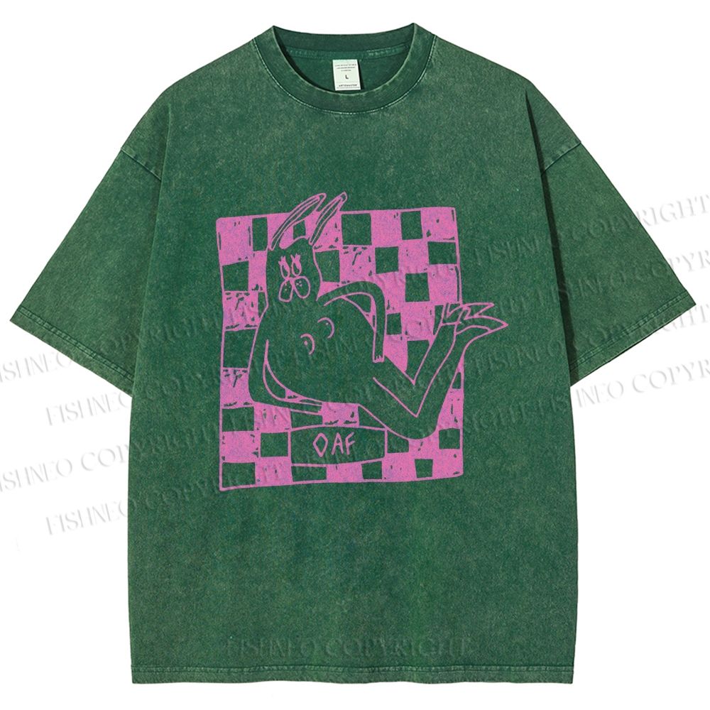 Unisex Funny Rabbit Printed Washed Tee