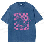 Unisex Funny Rabbit Printed Washed Tee