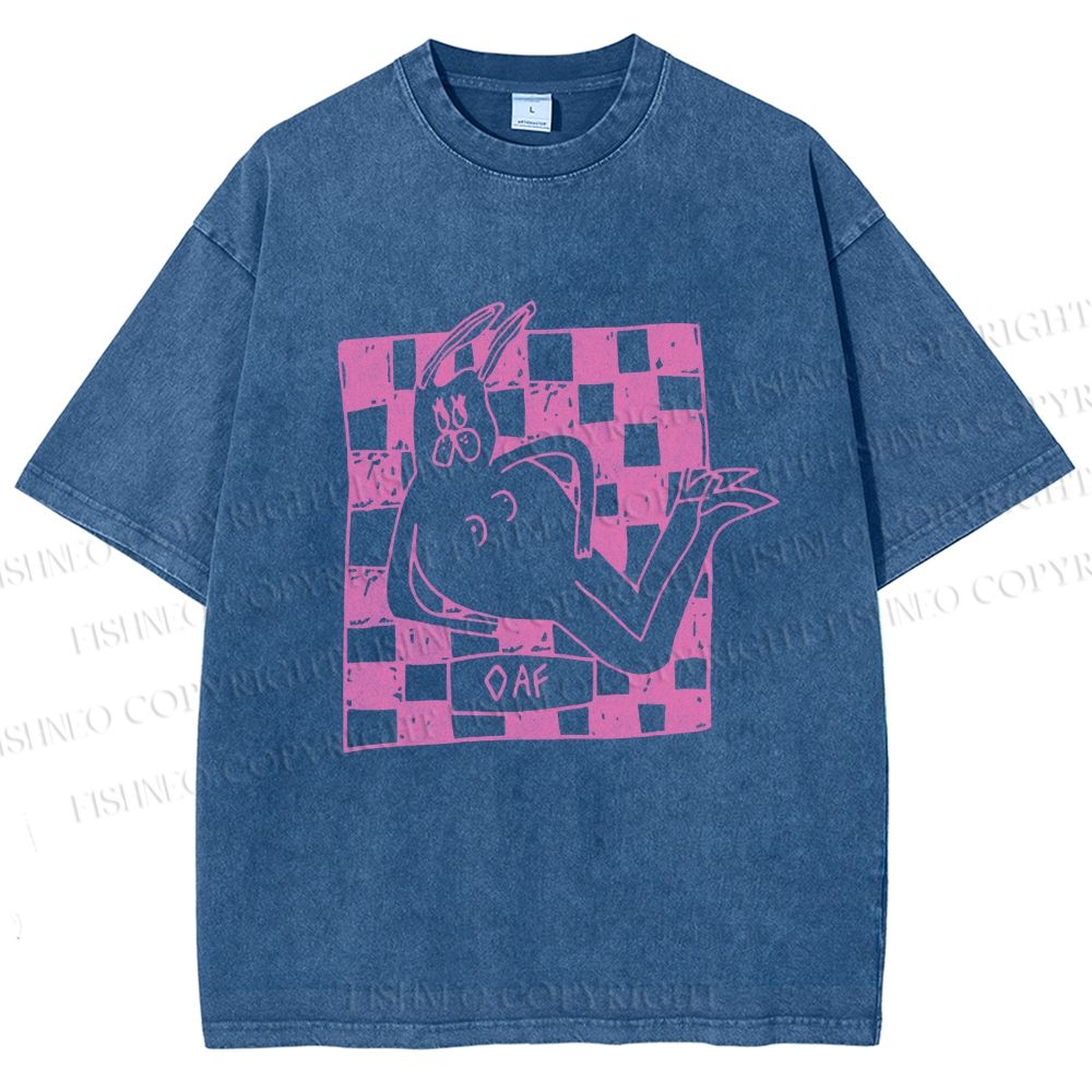 Unisex Funny Rabbit Printed Washed Tee