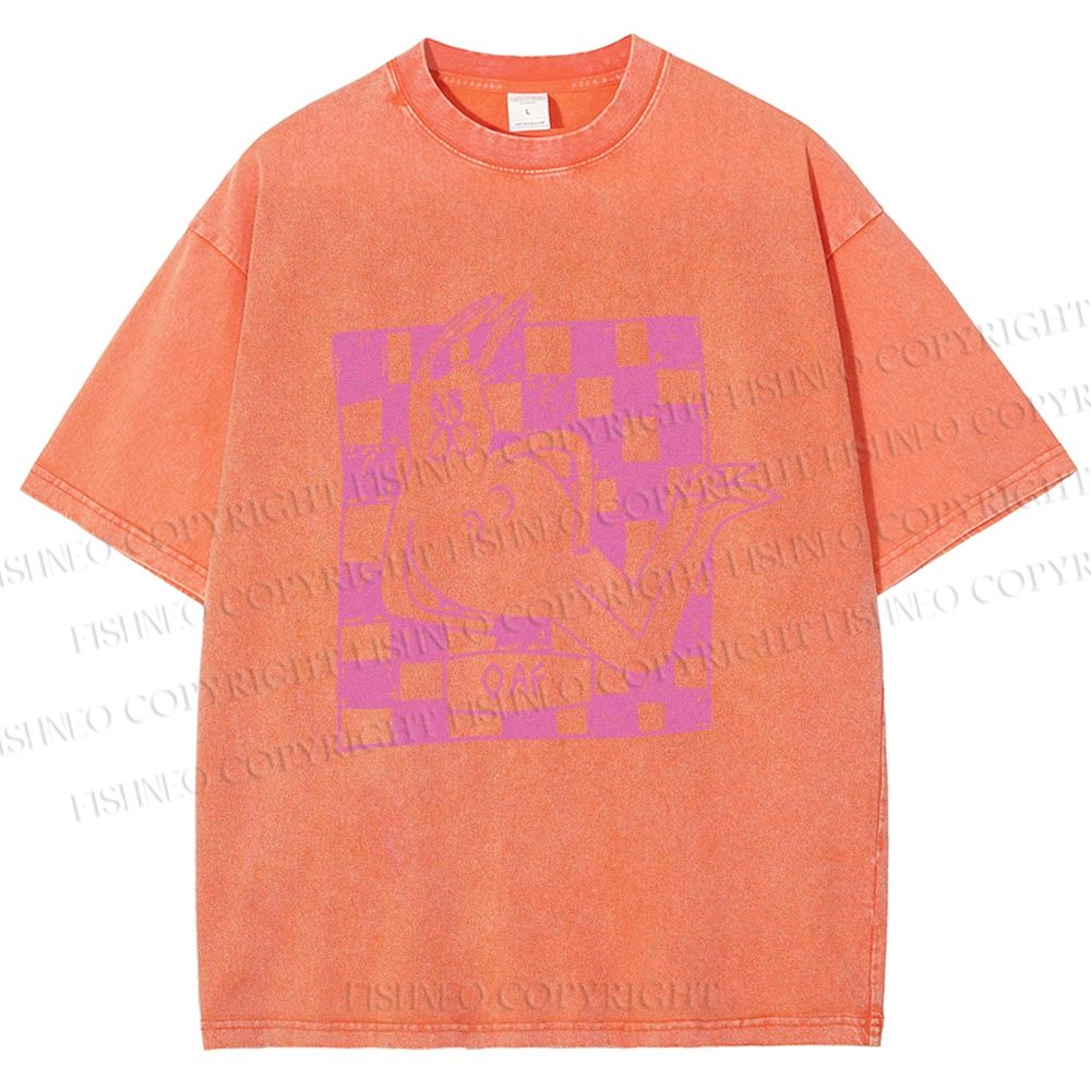 Unisex Funny Rabbit Printed Washed Tee