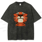 Unisex Funny Cartoon Tiger Printed Washed Tee