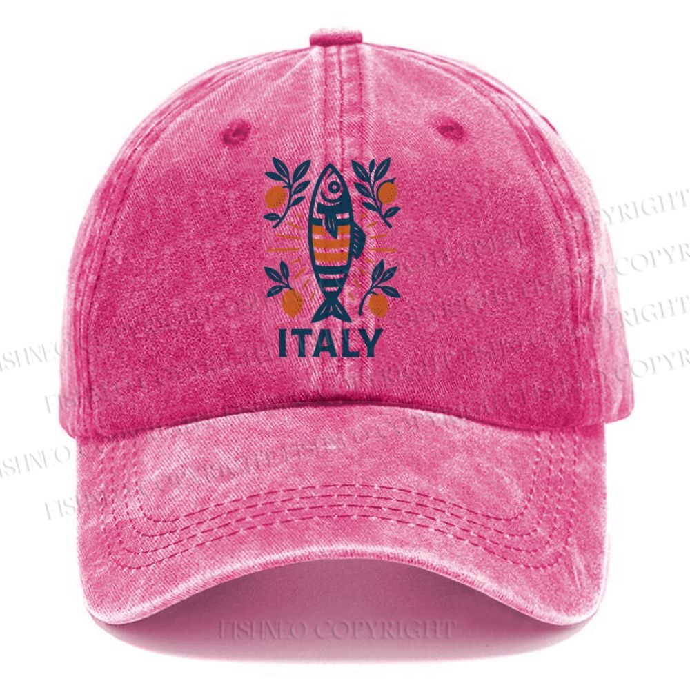 Unisex Vintage Italy Sardine Fish Vintage Casual Washed Cap
