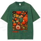 Unisex Yayoi Kusama Mushroom Printed Washed Tee