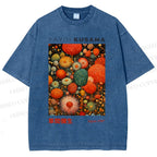 Unisex Yayoi Kusama Mushroom Printed Washed Tee
