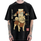 Sushi Salmon Lover Samurai Doge Vintage Washed T-shirt