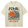 Unisex Monster Wave Printed Washed Tee