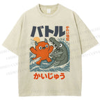 Unisex Monster Wave Printed Washed Tee