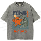 Unisex Monster Wave Printed Washed Tee
