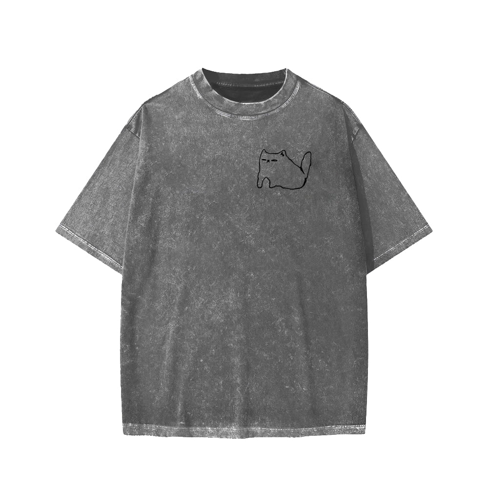 Unisex I need ibuprofen Cat Vintage Distressed Front And Back Printed Washed Tee