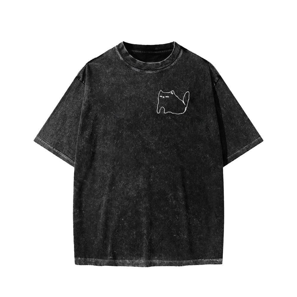 Unisex I need ibuprofen Cat Vintage Distressed Front And Back Printed Washed Tee