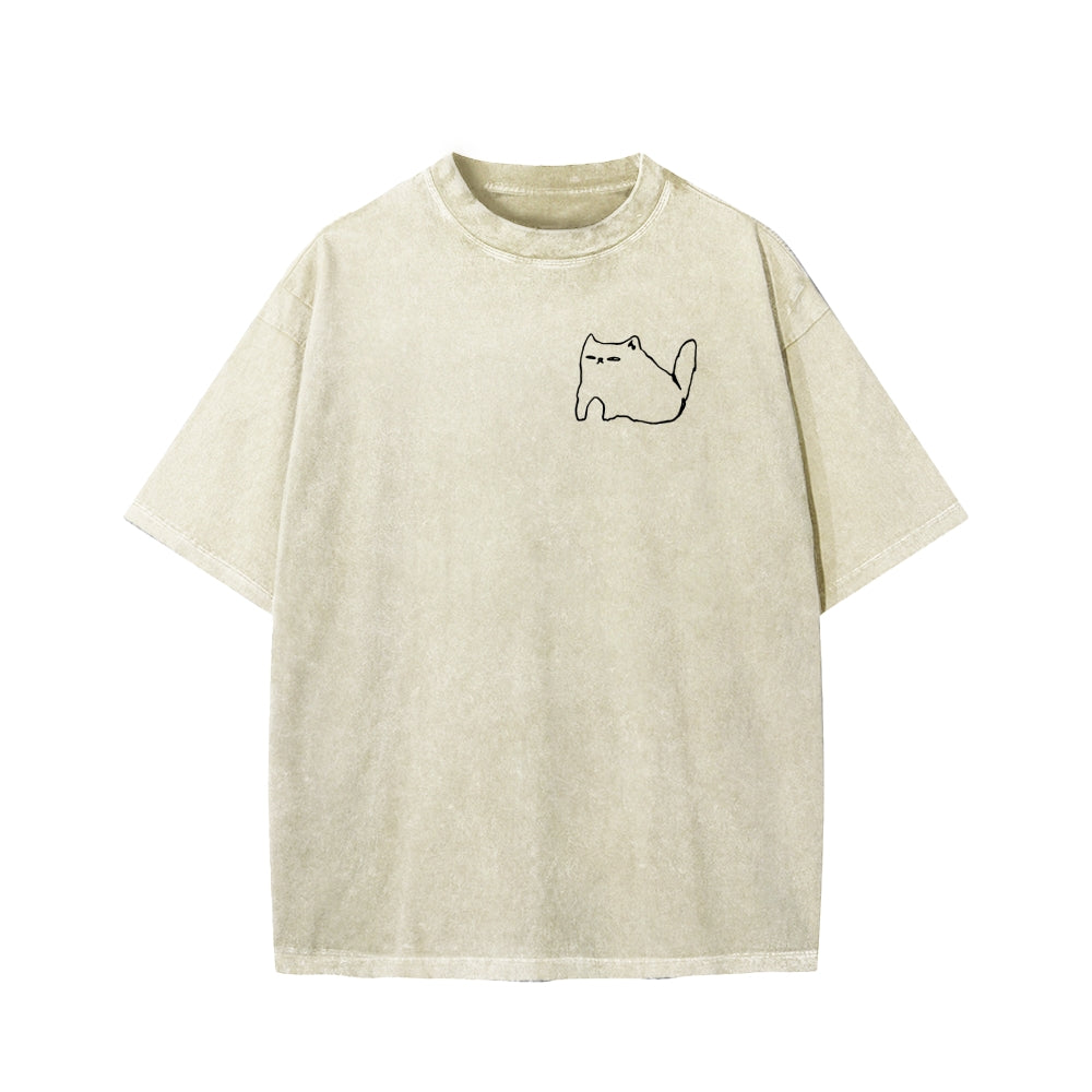 Unisex I need ibuprofen Cat Vintage Distressed Front And Back Printed Washed Tee