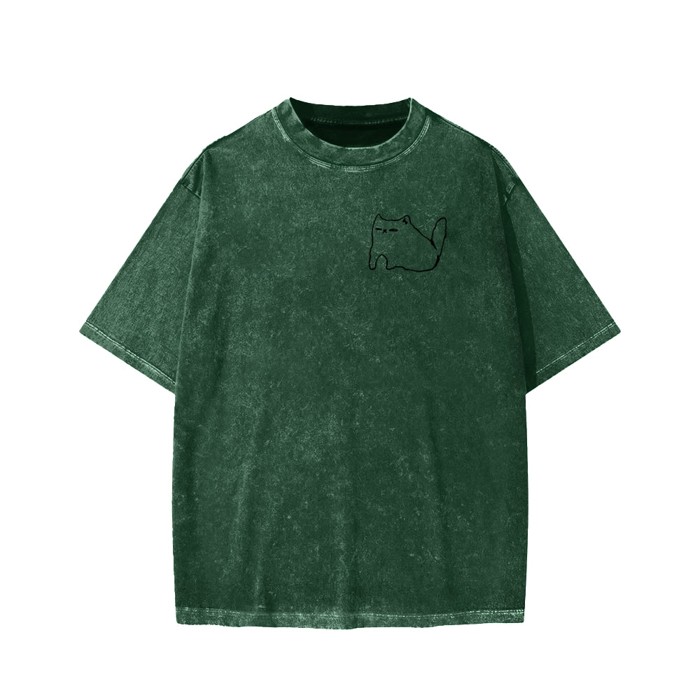 Unisex I need ibuprofen Cat Vintage Distressed Front And Back Printed Washed Tee