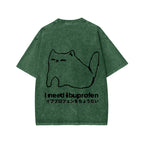 Unisex I need ibuprofen Cat Vintage Distressed Front And Back Printed Washed Tee