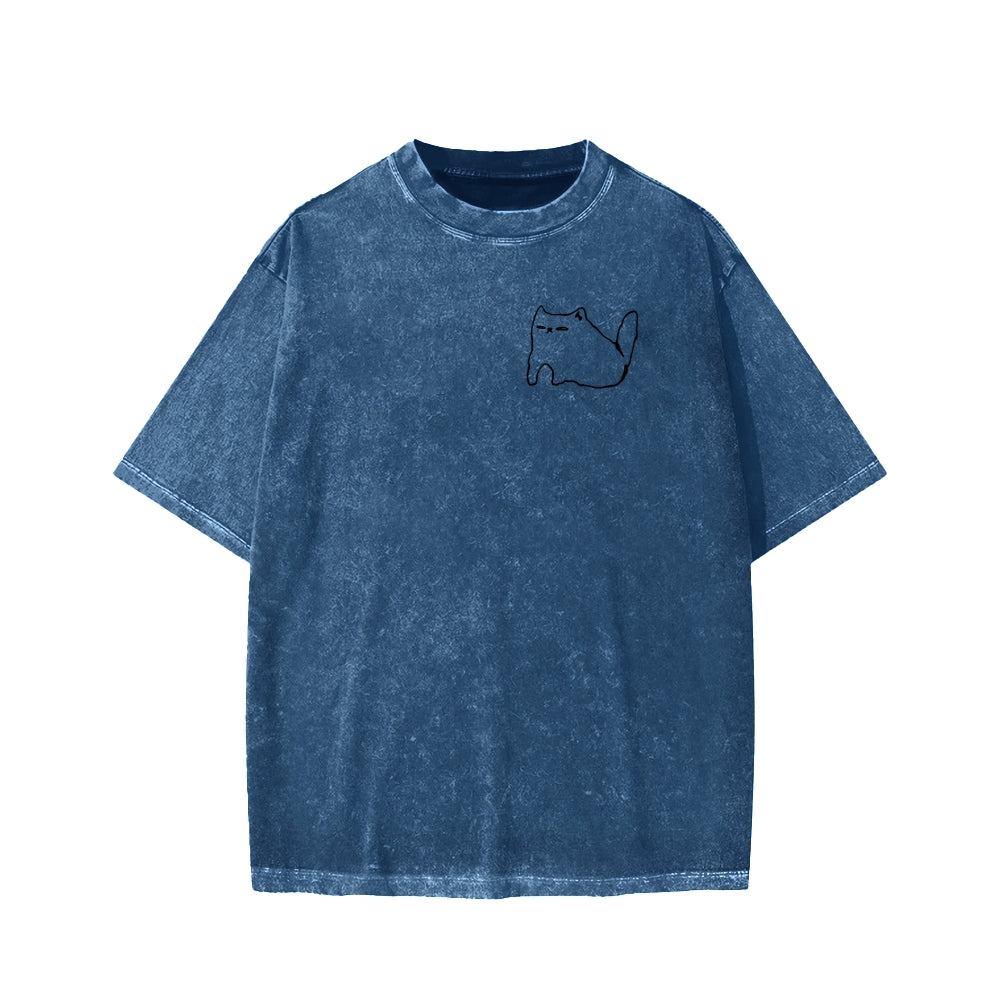 Unisex I need ibuprofen Cat Vintage Distressed Front And Back Printed Washed Tee