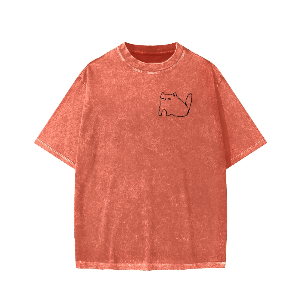 Unisex I need ibuprofen Cat Vintage Distressed Front And Back Printed Washed Tee