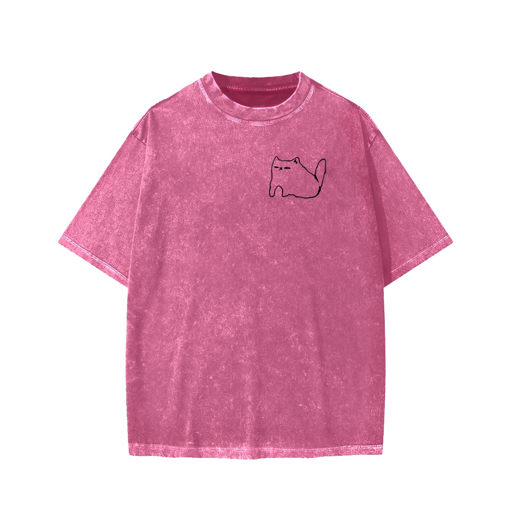 Unisex I need ibuprofen Cat Vintage Distressed Front And Back Printed Washed Tee