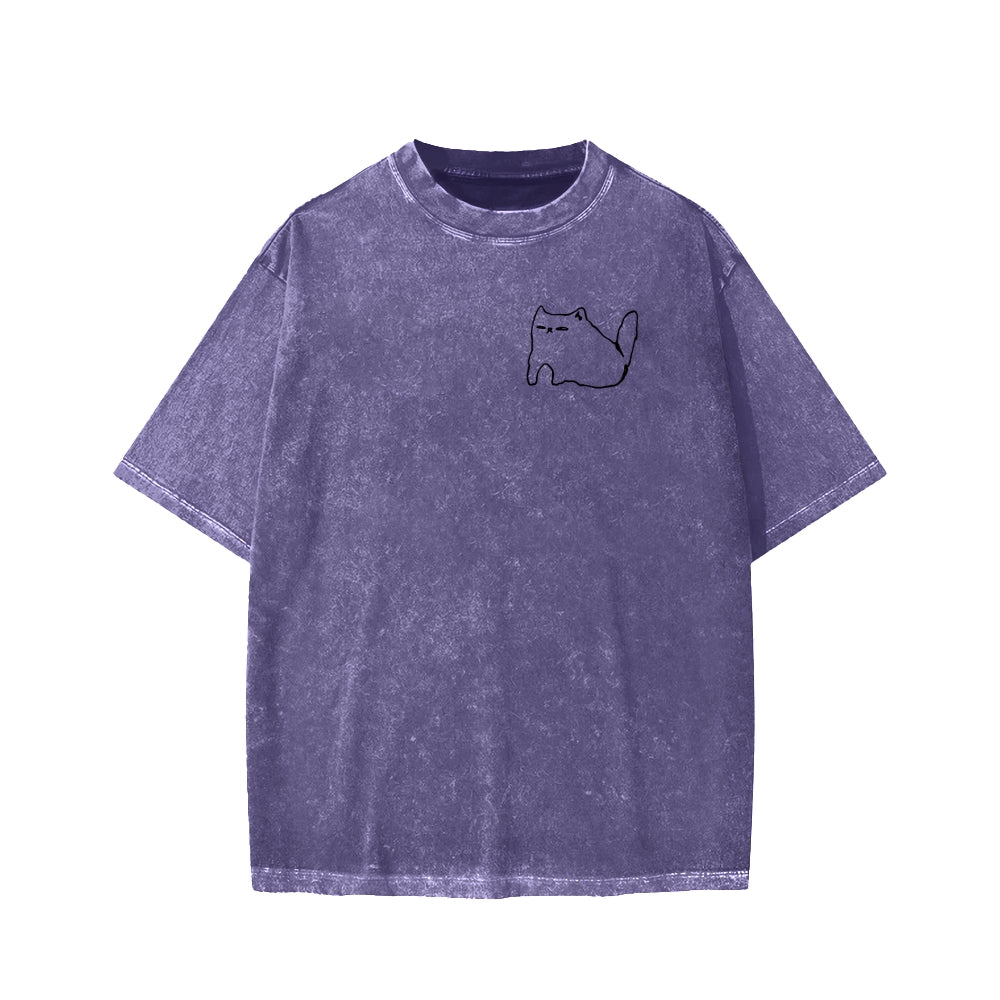 Unisex I need ibuprofen Cat Vintage Distressed Front And Back Printed Washed Tee