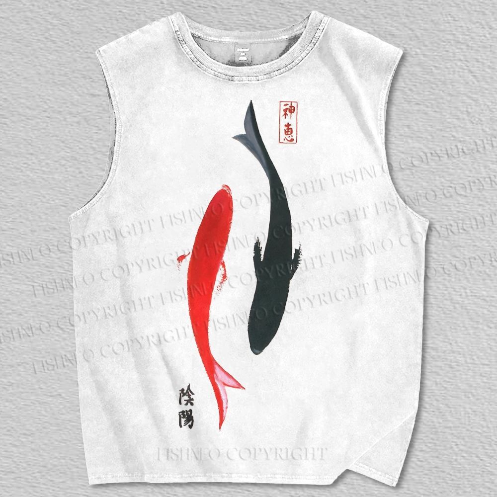 Unisex Japanese Koi Printed Tank Top
