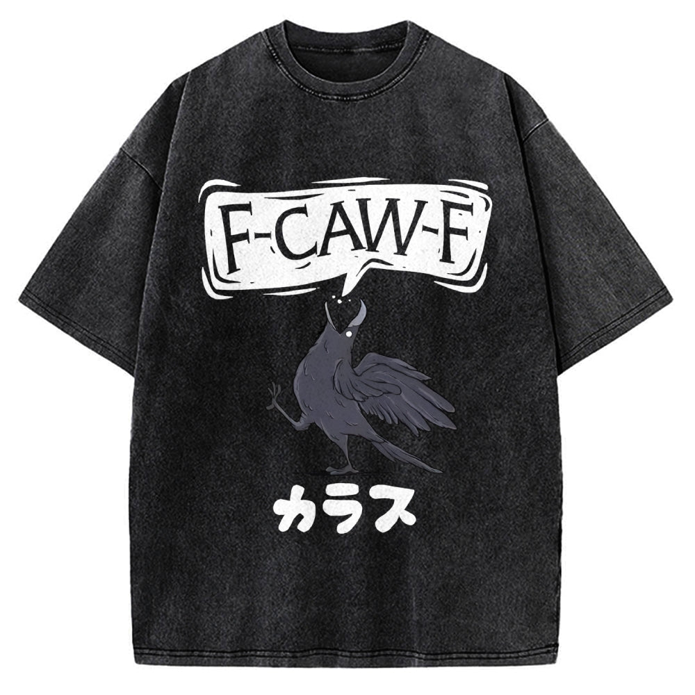 F Caw F Japanese Crow Vintage Washed T-shirt