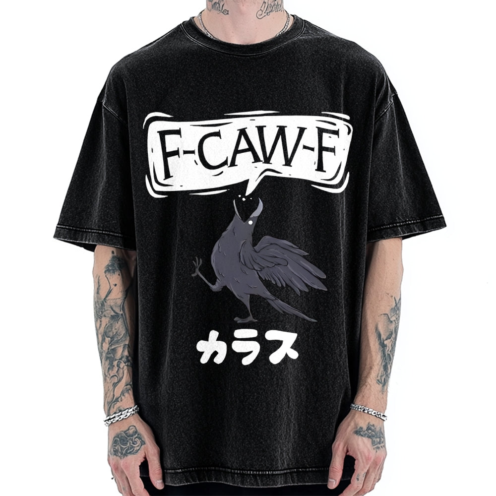 F Caw F Japanese Crow Vintage Washed T-shirt