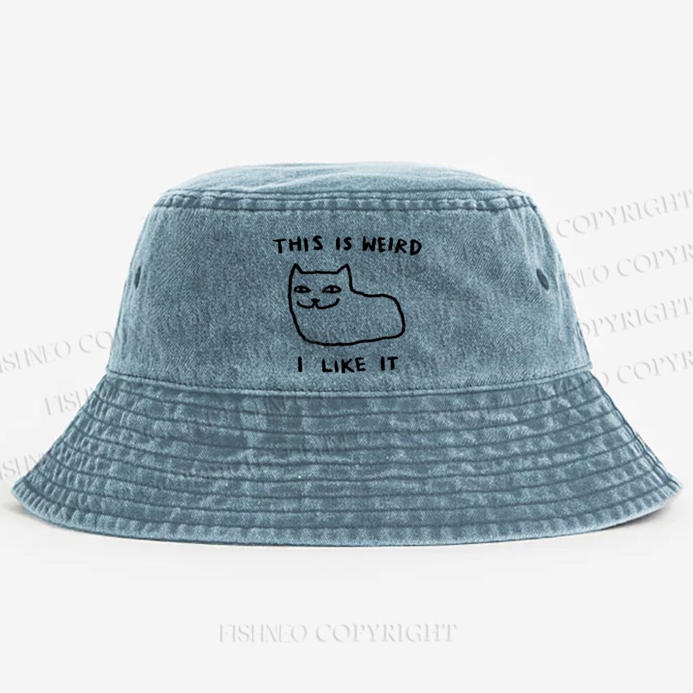 Silly Cat This Is Weird I Like It Washed Bucket Hat