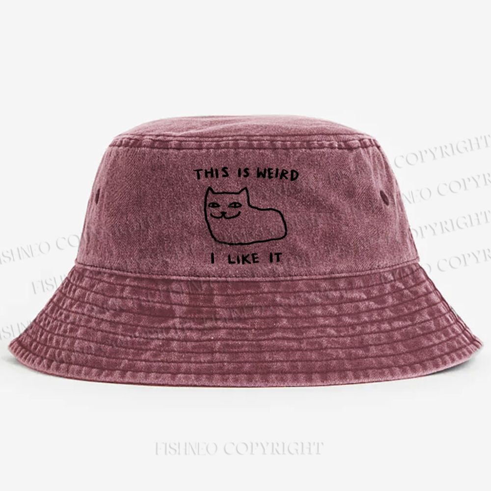 Silly Cat This Is Weird I Like It Washed Bucket Hat